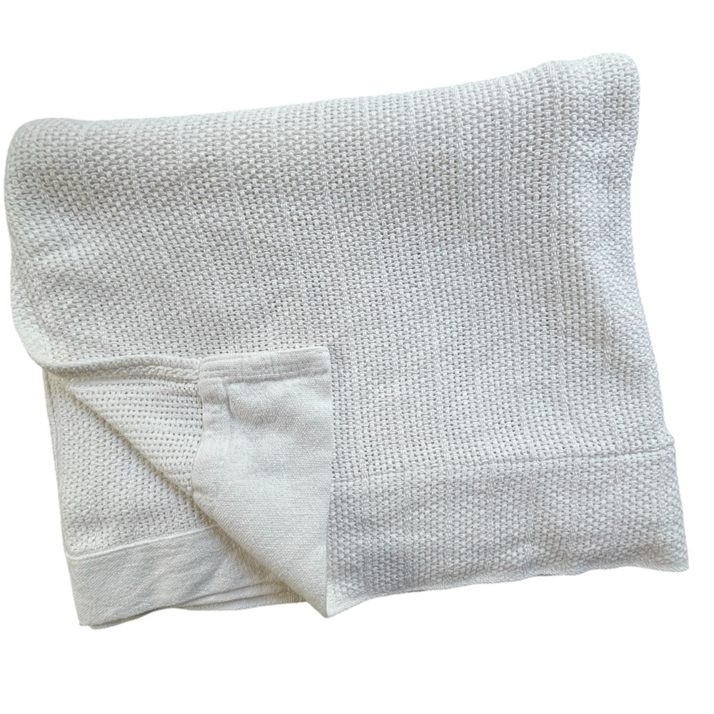Vintage USA Made 100% Cotton White Woven Thermal Blanket, Twin
